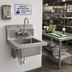 Thumbnail image #3 for Omcan USA Wall-Mounted Hand Sink with 10 x 14 x 5-Inch Bowl, 4-Inch Low Lead Gooseneck Faucet, 304 Stainless Steel