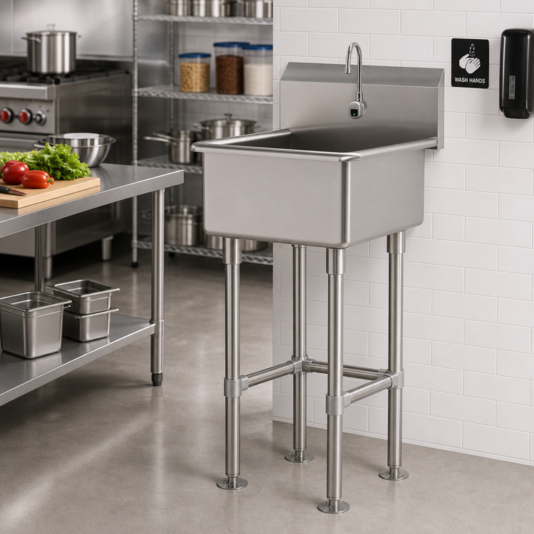 Product image #2 for Advance Tabco Freestanding Stainless Steel Service Sink with Electronic Faucet