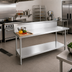 Thumbnail image #2 for Advance Tabco 72 x 36 Inch 14-Gauge 304 Stainless Steel Work Table with 10-Inch Backsplash and Undershelf