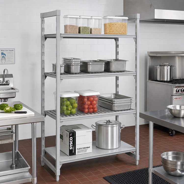 Product image #3 for Camshelving Premium 4-Shelf Vented and Solid Stationary Starter Unit, 21 x 54 x 84 Inches, Speckled Gray