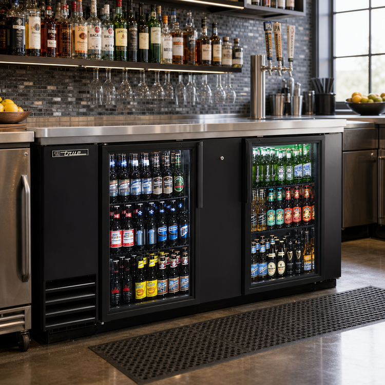 Product image #2 for True Manufacturing TBB-3G-HC-LD Two-Section Glass Door Back Bar Cooler, 69-1/8 Inch Wide