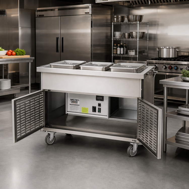 Product image #2 for Director's Choice DCS3-CFUR 3-Pan Mobile Refrigerated Cold Food Unit with Standard Depth Pan