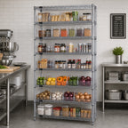 Thumbnail image #2 for Quantum WR9-207CL Wire Shelving Bin System, 9 Shelves, 32 Clear Bins, 36 x 12 x 74 Inches, Chrome Plated