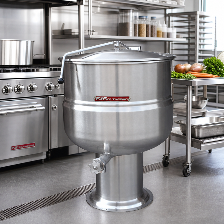 Product image #2 for Southbend Steam KDPS-30 30-Gallon Direct Steam Stationary Kettle with 2/3 Jacket and Pedestal Base