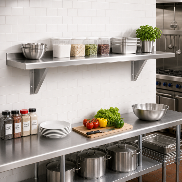 Product image #2 for Advance Tabco 72-Inch x 15-Inch Wall-Mounted Stainless Steel Shelf