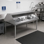 Thumbnail image #2 for John Boos DTSS-3096-S Double-Sided Solid Stainless Steel Sorting Shelf for Soiled Dish Tables, 96 x 30-1/2 x 32 Inches