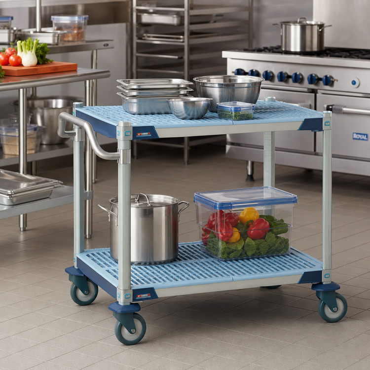 Product image #2 for MetroMax i Mobile 2-Shelf Polymer Utility Cart, 36 x 24 Inch, Open Base