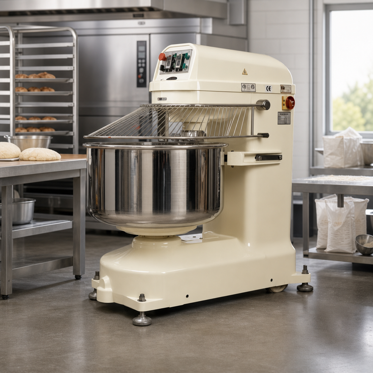 Product image #2 for BakeryXpress Floor Model 2-Speed Spiral Dough Mixer with 127 Qt Fixed Bowl, 175 Lb Capacity