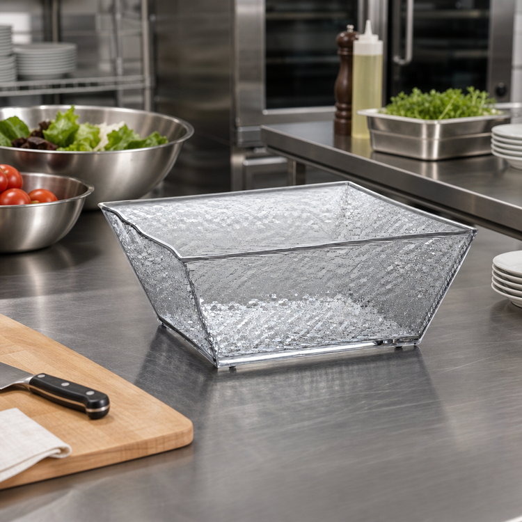 Product image #2 for American Metalcraft Rain Collection 125 oz. Clear Square Styrene Rain Bowl