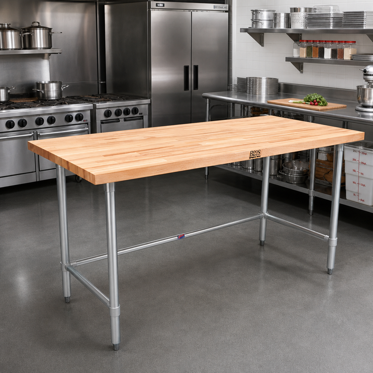 Product image #2 for John Boos 84 Inch x 30 Inch Northern Hard Rock Maple Wood Top Work Table with Stainless Steel Legs