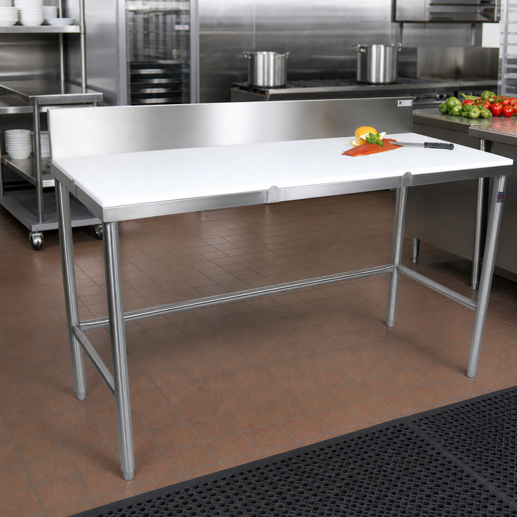 Product image #2 for John Boos TC100 60-Inch x 30-Inch Poly Top Trimming Table with 6-Inch Backsplash and Stainless Steel Base