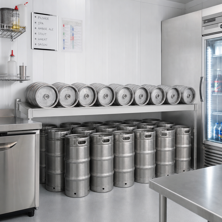Product image #3 for New Age 72"W x 34"D Aluminum Keg Shelf, Top Shelf Only, 8-10 Keg Capacity