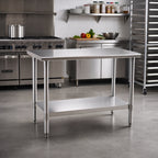 Thumbnail image #2 for Eagle Group Spec-Master T2448SE 48 x 24 Inch 14-Gauge 300 Series Stainless Steel Work Table with Adjustable Undershelf