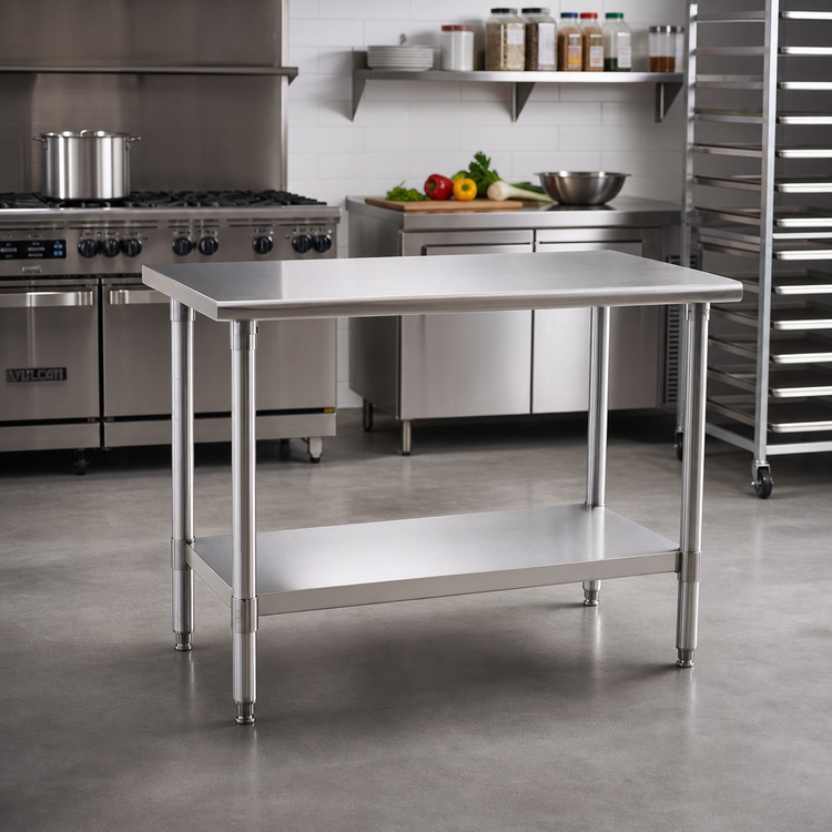 Product image #2 for Spec-Master 48 x 24 Inch Flat Top Stainless Steel Work Table with Adjustable Undershelf