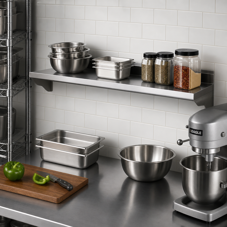 Product image #2 for Eagle Group 24 x 12 Inch Wall-Mounted 304 Stainless Steel Shelf