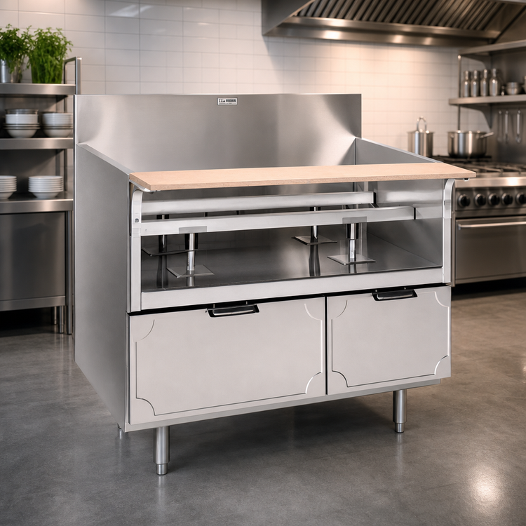 Product image #2 for La Rosa 304 Stainless Steel 78-Inch Dry-Drawer Base Equipment Stand with 4 Drawers and Richlite Cutting Board