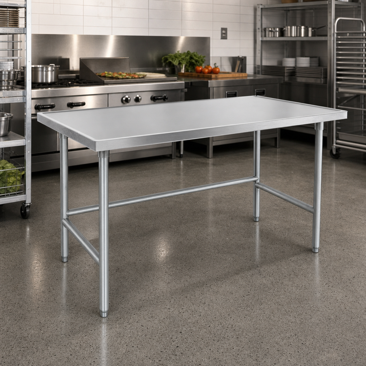 Product image #2 for Advance Tabco 60-Inch x 24-Inch 14 Gauge 304 Stainless Steel Flat Top Work Table with Galvanized Base