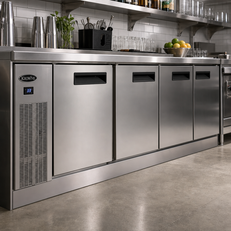 Product image #2 for Krowne 60-Inch Stainless Steel Front Kick Plate for Back Bar Coolers