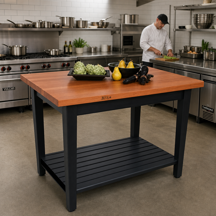Product image #2 for John Boos Rouge et Noir Le Classique 48-Inch x 36-Inch American Cherry Island Work Table with Undershelf