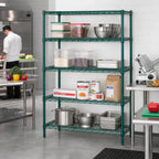 Thumbnail image #2 for Quantum WR74-2160P-5 Stationary Wire Shelving Starter Kit, 60W x 21D x 74H, 5 Shelves, Green Epoxy Antimicrobial Finish