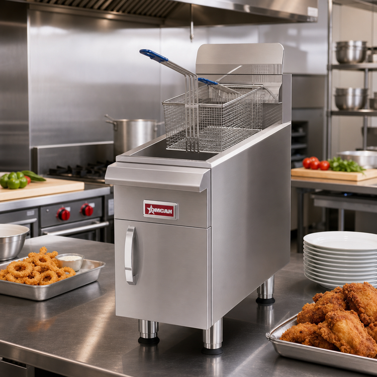 Product image #2 for Omcan Countertop Natural Gas Deep Fryer, 15 lb. Capacity, 2 Burners