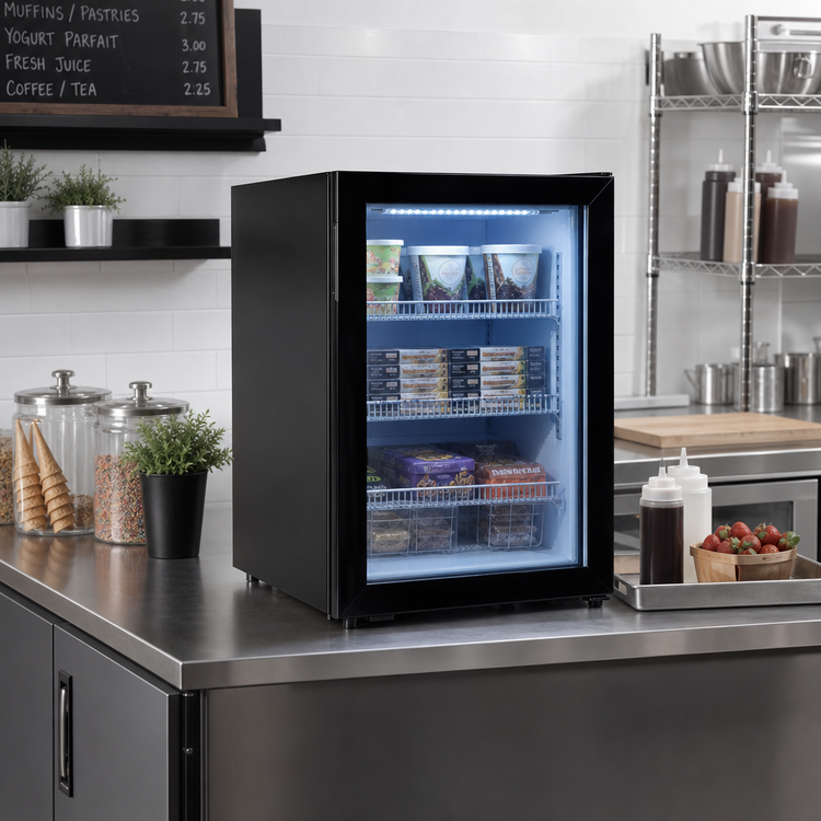 Product image #2 for Countertop Reach-In Display Freezer, 3.5 Cu. Ft., One Section, Tempered Glass Door