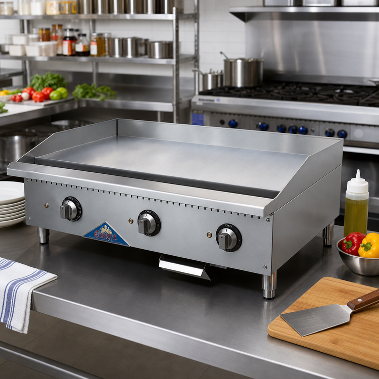 Product image #2 for Comstock-Castle CS-48EG-C 48-Inch Electric Countertop Griddle with Chrome-Plated Plate