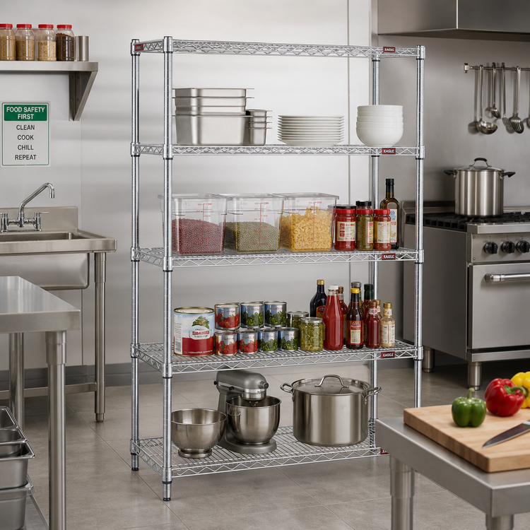 Product image #2 for Eagle Group 4-Tier Chrome-Plated Wire Starter Shelving Unit, 42 x 18 x 63 Inches
