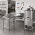 Thumbnail image #2 for Eagle Group Island Soiled Dishtable with Dish Landing Shelf and Pre-Rinse Sink, 96 in Machine-to-Corner, 60 in Corner-to-End, Right-to-Left Operation