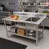 Thumbnail image #2 for John Boos 72-Inch x 30-Inch Stainless Steel Prep Table With Right-Side Sink Bowl, 5-Inch Backsplash, and Adjustable Undershelf