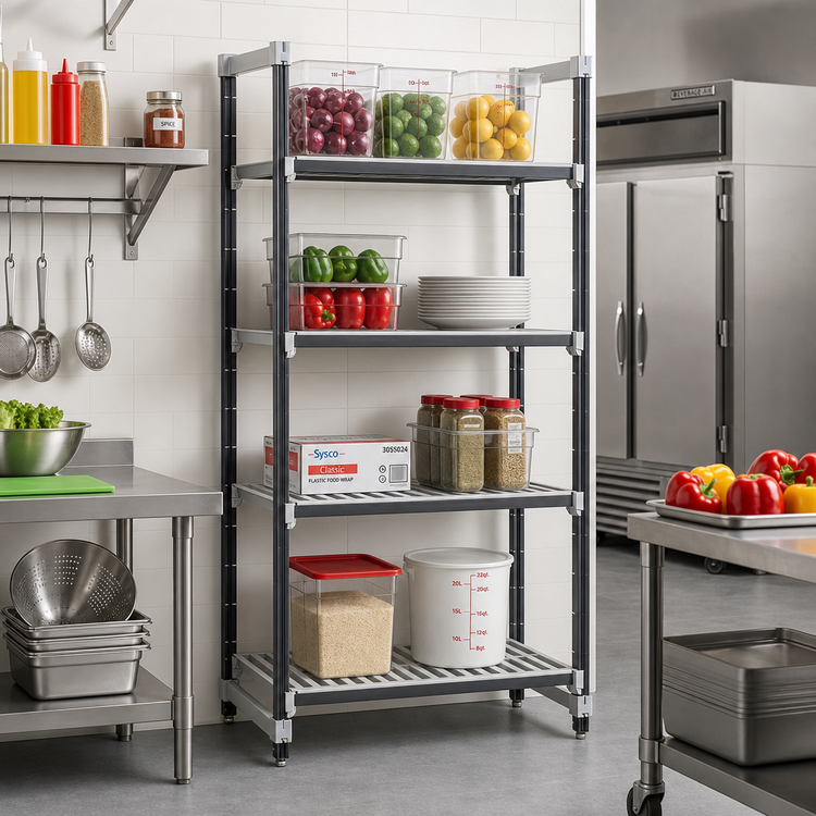 Product image #2 for Cambro Camshelving Elements XTRA 4-Shelf Vented Stationary Starter Unit, 18 x 24 x 84 Inches, Speckled Gray
