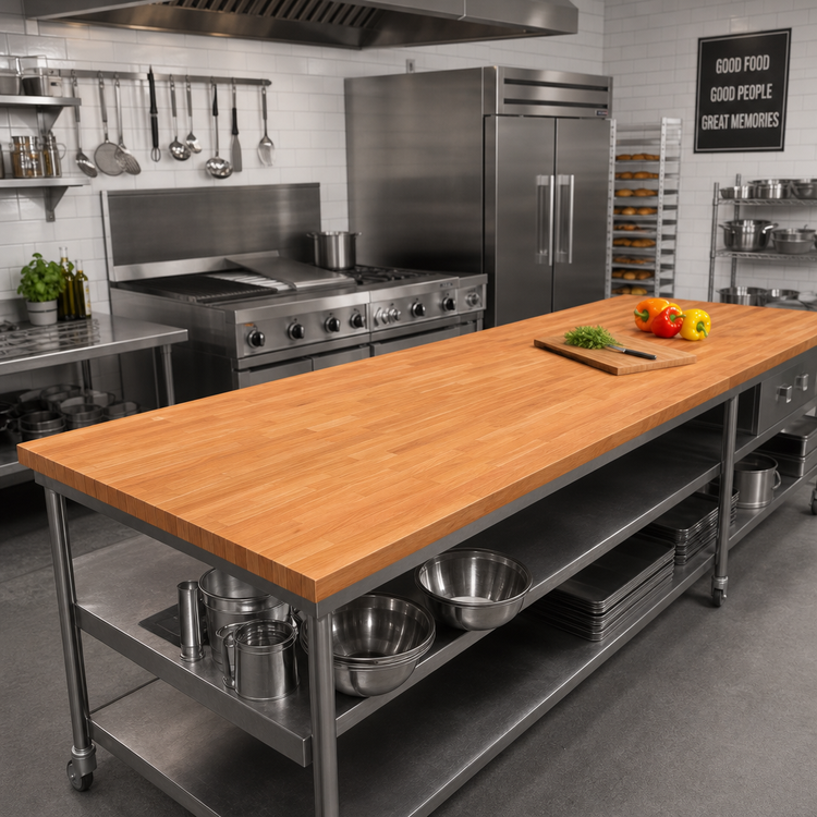 Product image #2 for Boos Block American Cherry Blended Edge Grain Kitchen Countertop, 120 x 36 x 1-1/2 Inch, Flat, No Backsplash