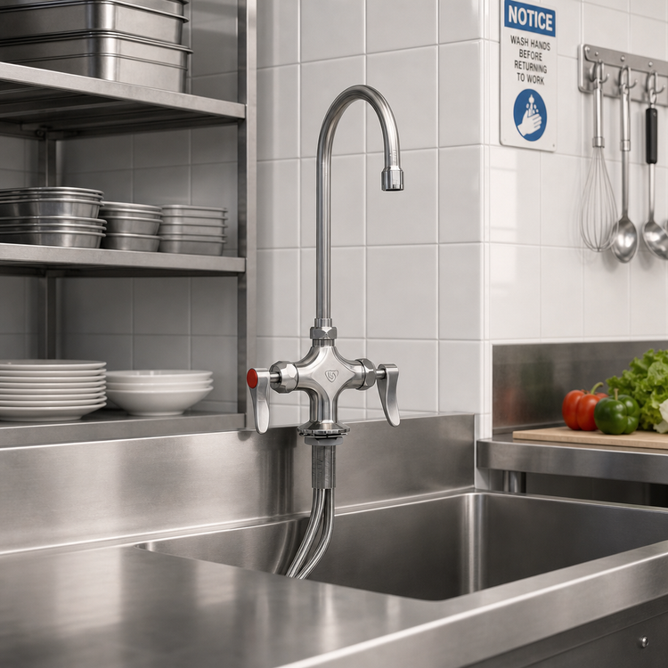 Product image #3 for UltraRinse Single-Hole Deck-Mount Stainless Steel Mixing Faucet with 5 3/4-Inch Gooseneck Spout
