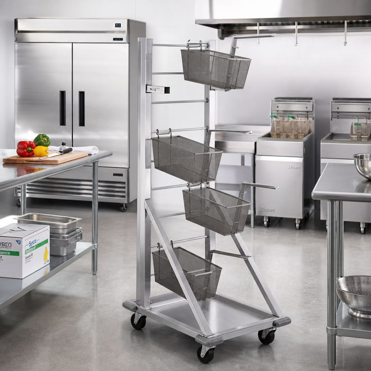 Product image #2 for New Age 1210 Mobile Fry Basket Rack, 18-Basket Capacity