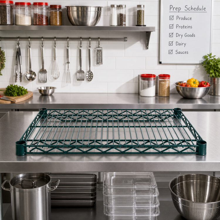Product image #3 for Special Value Series 42" x 21" Heavy Duty Green Epoxy Coated Wire Shelf