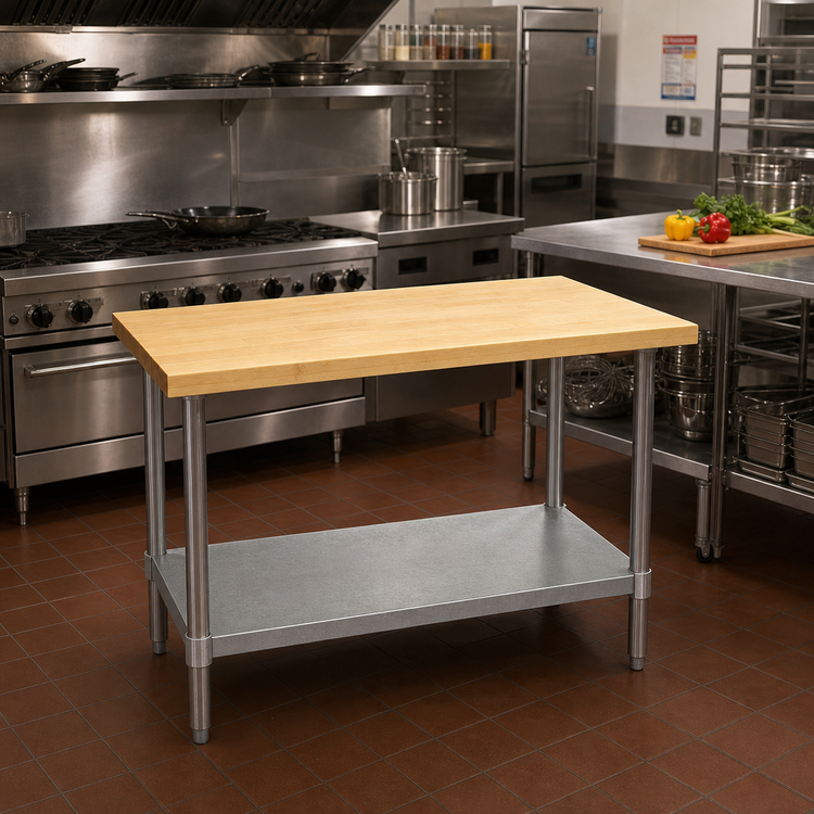 Product image #2 for Eagle Group 48 Inch x 30 Inch Hardwood Top Work Table with Galvanized Undershelf