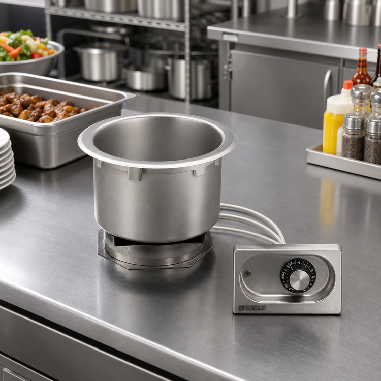 Product image #2 for Eagle Group 7-Quart Round Drop-In Electric Food Warmer with Thermostatic Control, 120V, Wet/Dry, No Drain