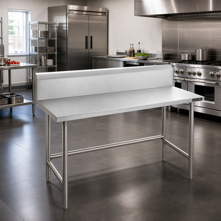 Product image #2 for Advance Tabco 108-Inch x 24-Inch 304 Stainless Steel Work Table with 10-Inch Backsplash