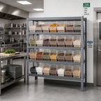 Thumbnail image #2 for Quantum 1239-201CL Stationary Wire Shelving Unit, 36 x 12 x 39 in., 5 Shelves with 18 Clear Bins