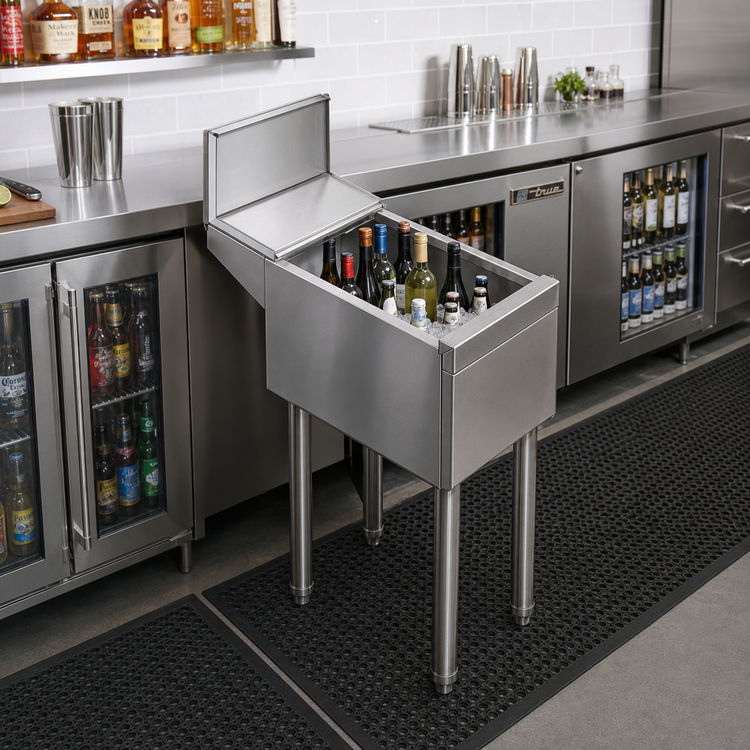 Product image #2 for Top Shelf TSD Series Insulated Underbar Bottle Storage Bin, 12 Inch Wide x 24 Inch Deep x 36.5 Inch High, Open Chest, Stainless Steel