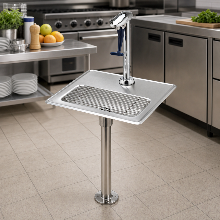 Product image #2 for T&S Brass 12-Inch Pedestal Glass Filler Water Station with Drip Pan Assembly