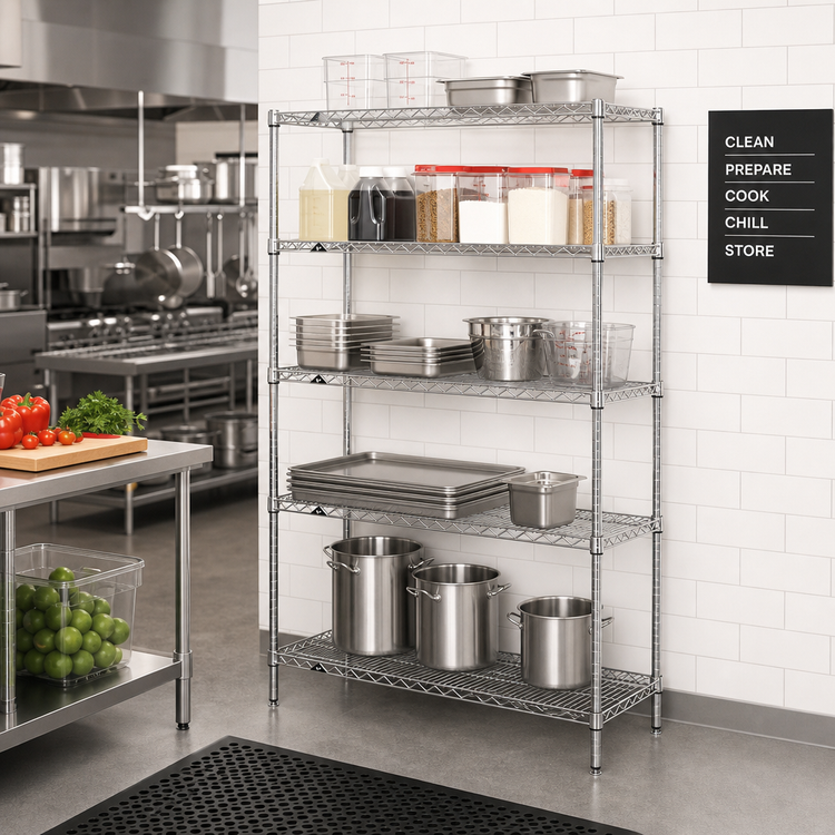 Product image #2 for Metro Super Erecta 30"W x 18"D x 74"H 5-Shelf Add-On Wire Shelving Unit, Brite Finish