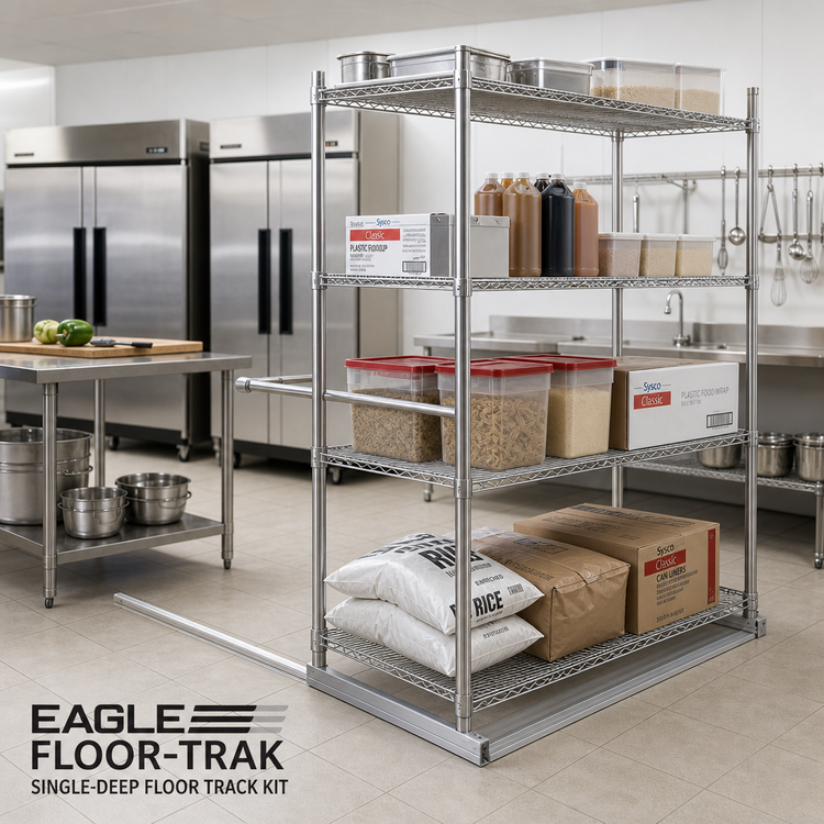 Product image #2 for Eagle Floor-Trak Single-Deep Floor Track Kit for Wire Shelving, 8 Ft., Anodized Aluminum