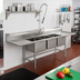 Thumbnail image #2 for Eagle Group S16 Series Three-Compartment Sink with Right-Hand Drainboard, 20 x 20 x 14 Inch Bowls, 89.5 Inch Wide