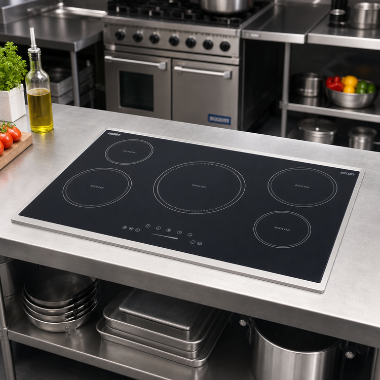 Product image #2 for Summit Commercial 36-Inch Five-Burner Drop-In Induction Cooktop, 208-240V, Black Glass