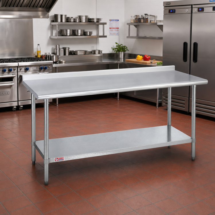 Product image #2 for Duke 48-Inch x 30-Inch Stainless Steel Work Table with 1-1/8-Inch Riser and Galvanized Undershelf