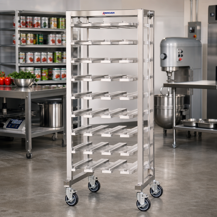 Product image #2 for Omcan USA 9-Layer Mobile Stainless Steel Can Rack for #5 & #10 Cans