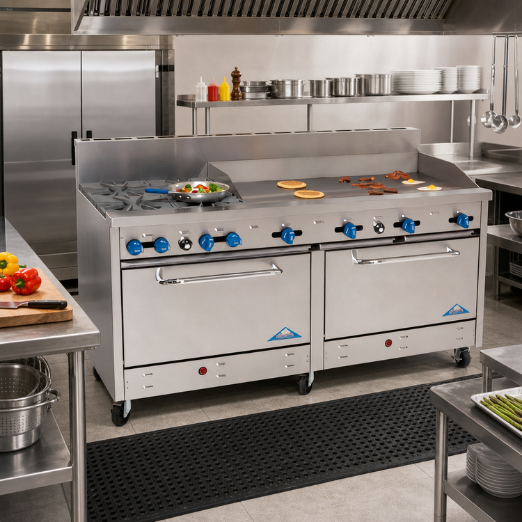 Product image #2 for Comstock-Castle 72-Inch Gas Range with 2 Star Burners, 60-Inch Griddle, and 2 Ovens