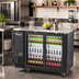 Thumbnail image #2 for Migali 48.75-Inch Back Bar Refrigerator with 2 Sliding Glass Doors and Stainless Steel Top