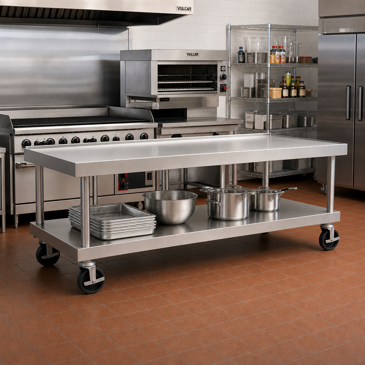 Product image #2 for Vulcan Universal Stainless Steel Counter Model Equipment Stand for Griddles and Broilers, 73-Inch Wide